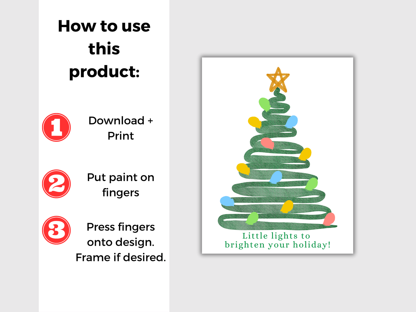 Christmas Tree with Lights Fingerprint Art