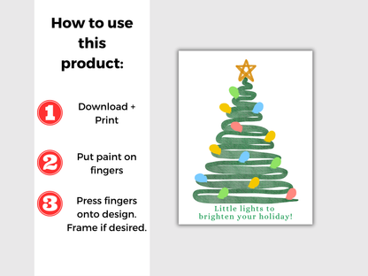 Christmas Tree with Lights Fingerprint Art