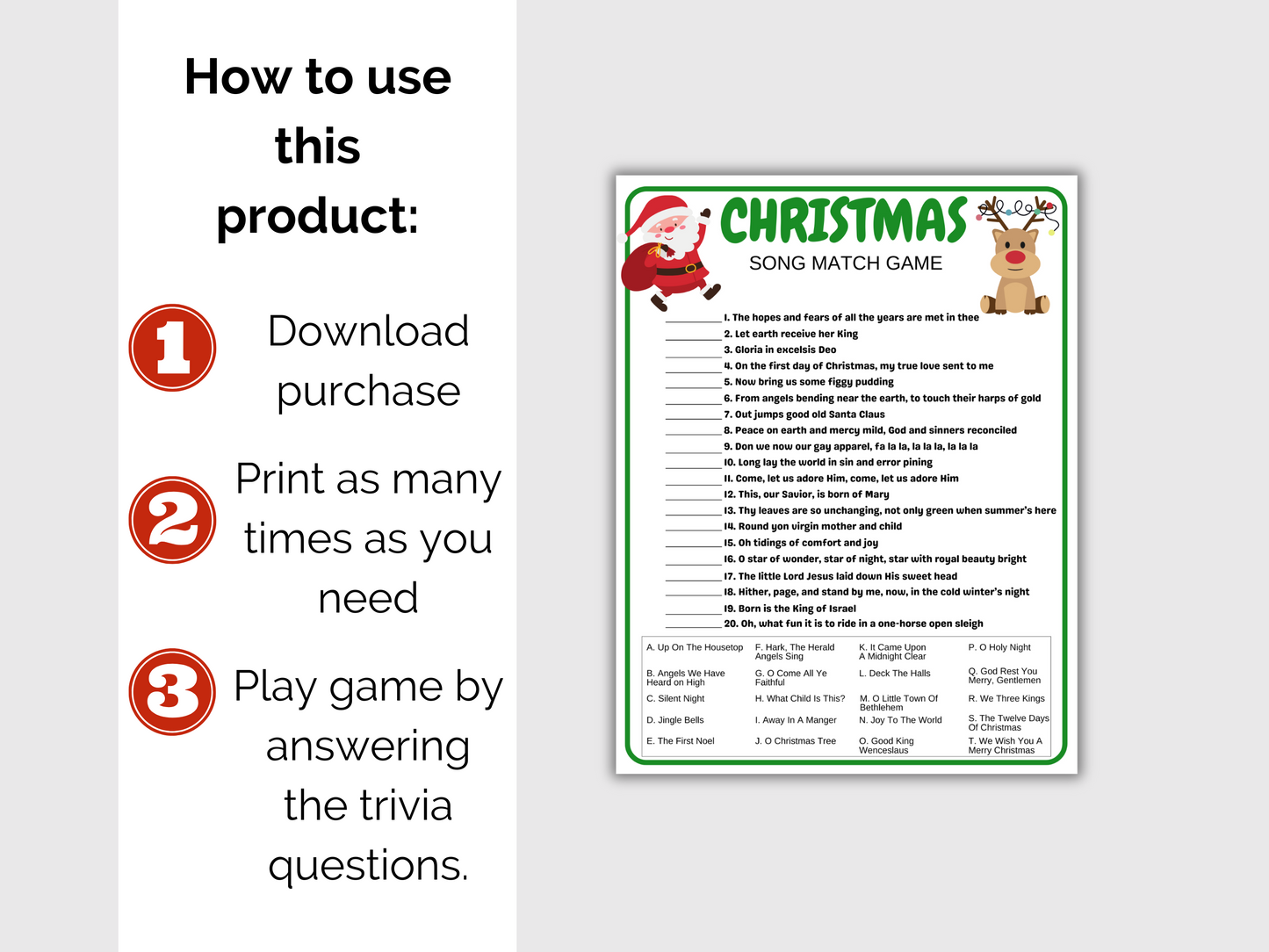 Christmas Carol Match Game