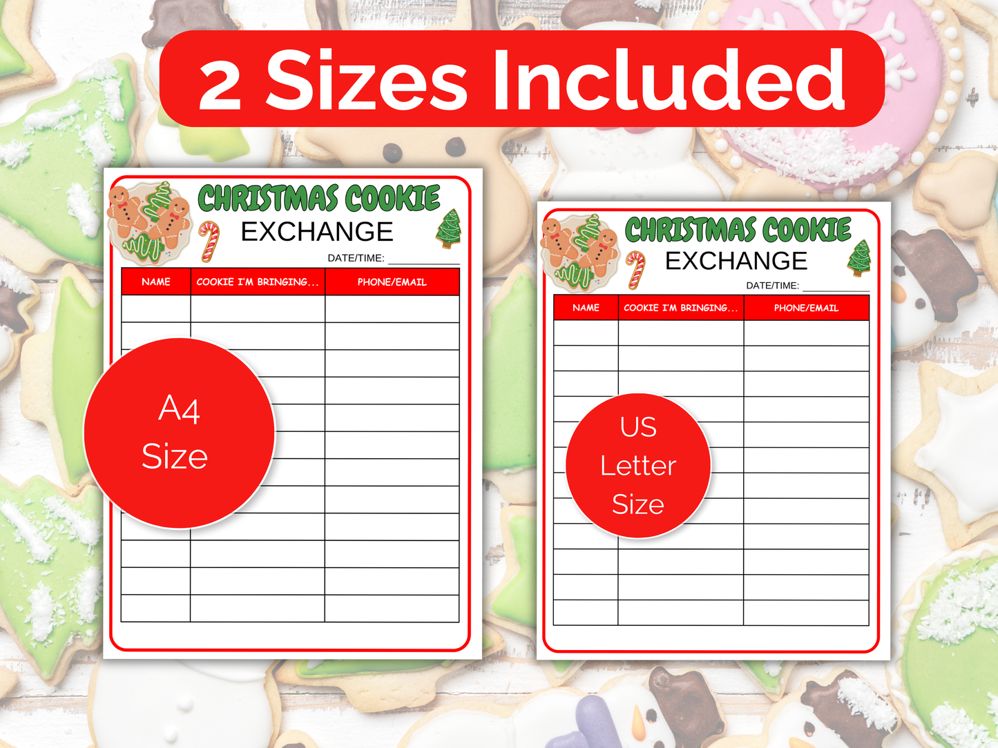 Christmas Cookie Exchange Sign Up Sheet