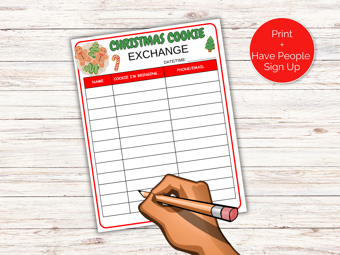 Christmas Cookie Exchange Sign Up Sheet