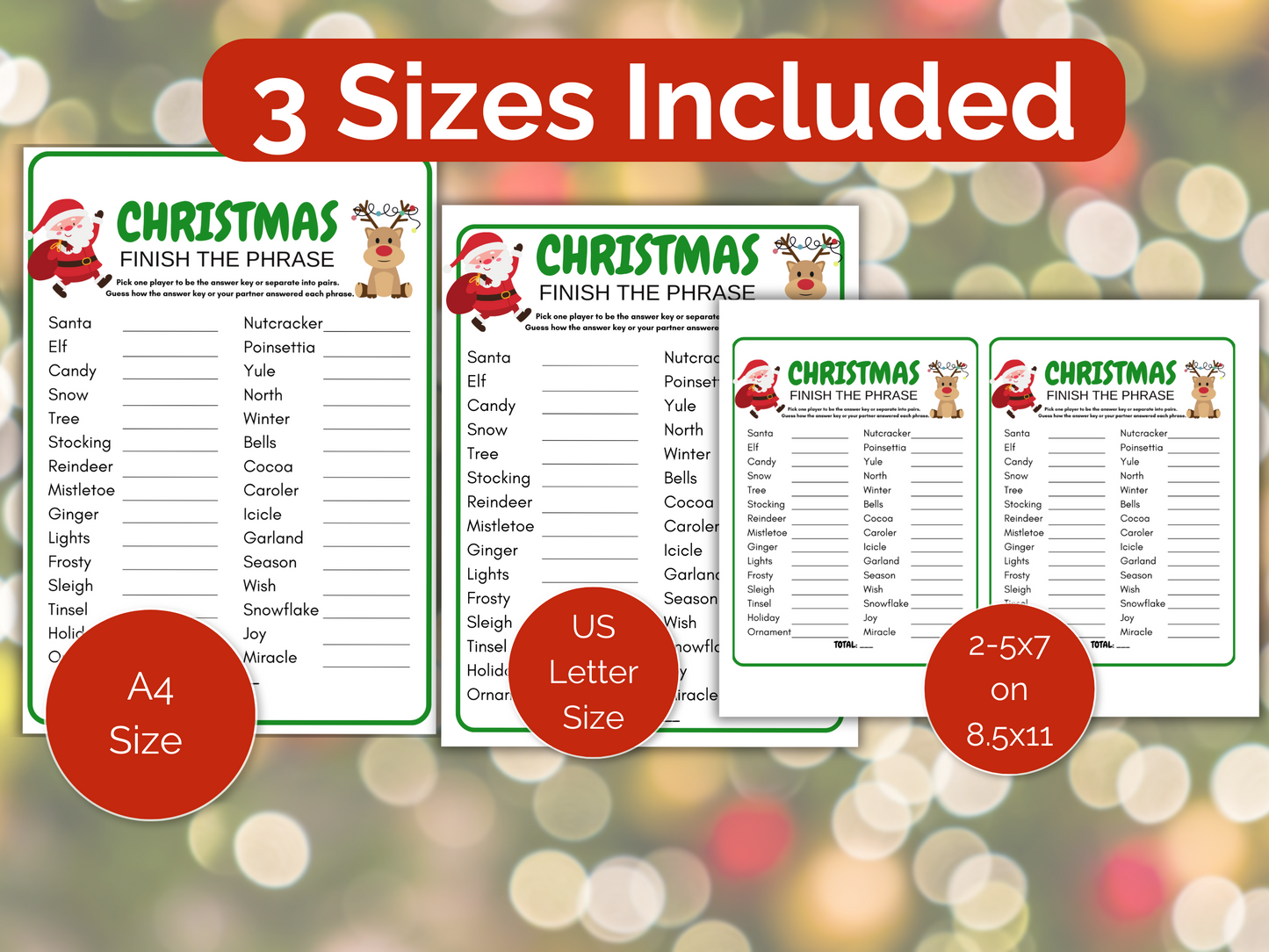 Christmas Finish the Phrase