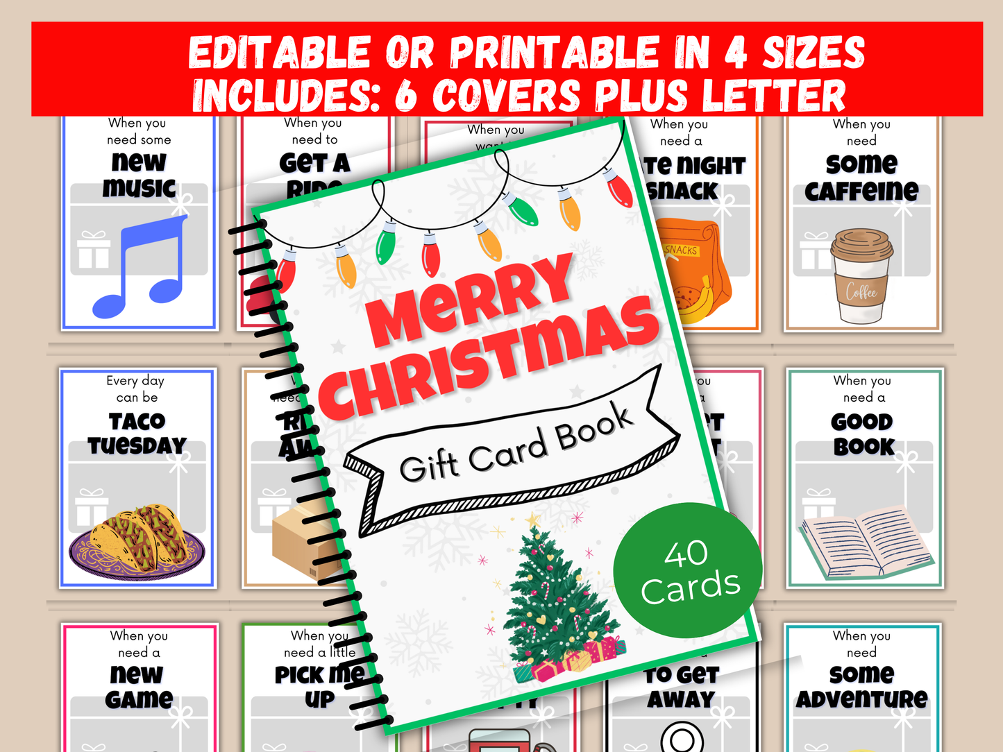 Christmas Gift Card Book (Editable)