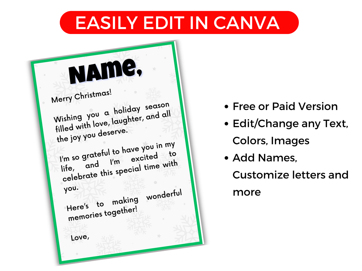 Christmas Gift Card Book (Editable)