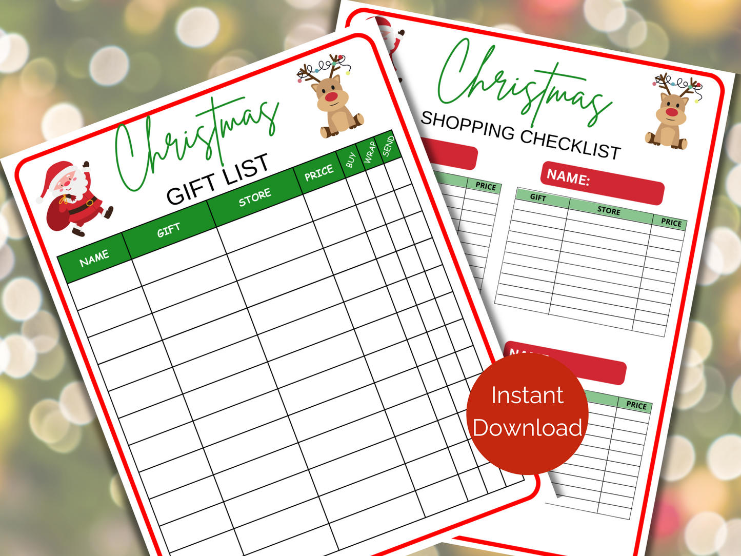 Christmas Shopping Gift List