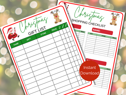 Christmas Shopping Gift List