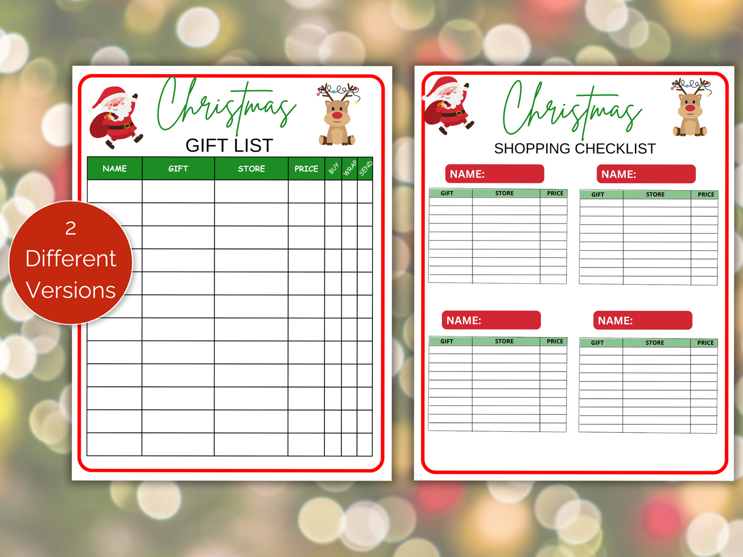 Christmas Shopping Gift List