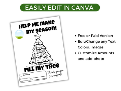 Editable Fill My Christmas Tree Fundraiser Template