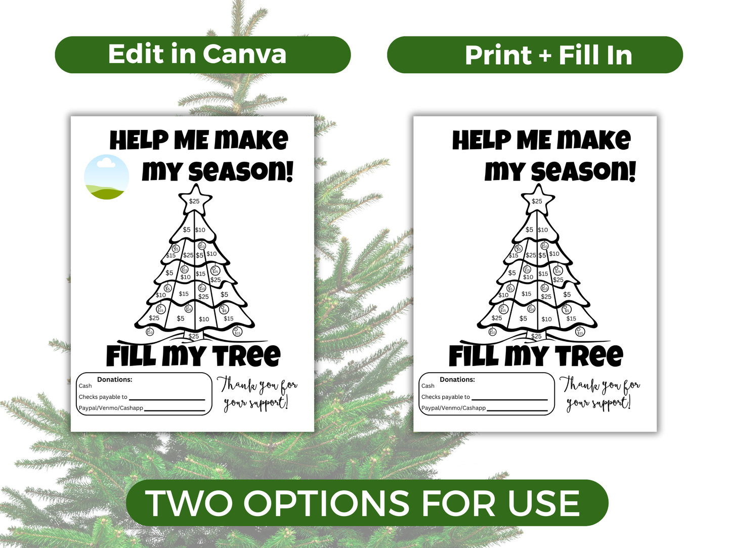 Editable Fill My Christmas Tree Fundraiser Template