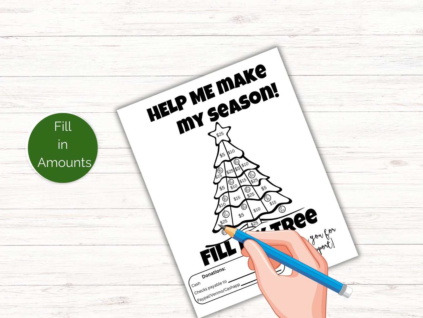 Editable Fill My Christmas Tree Fundraiser Template