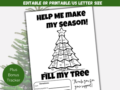 Editable Fill My Christmas Tree Fundraiser Template