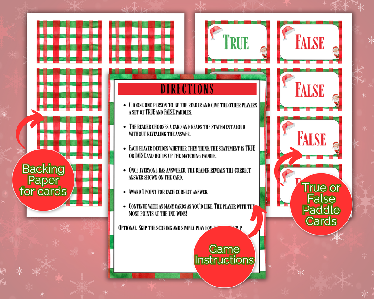 Christmas True or False Card Game