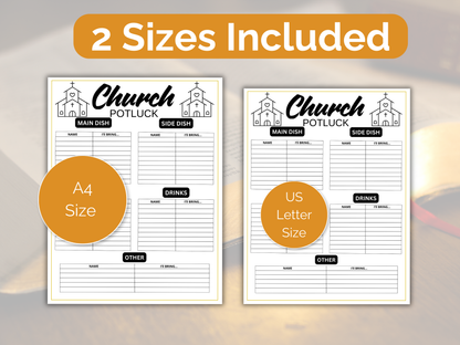 Church Potluck Sign Up Sheet