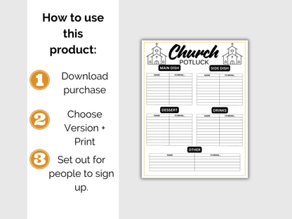 Church Potluck Sign Up Sheet