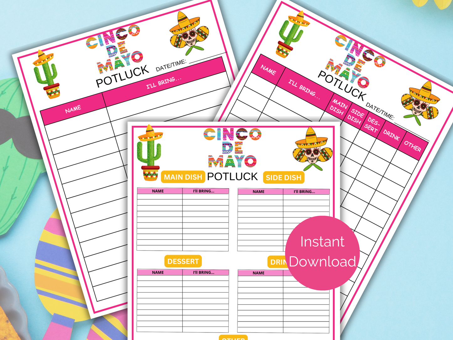 Cinco de Mayo Potluck Sign Up Sheet