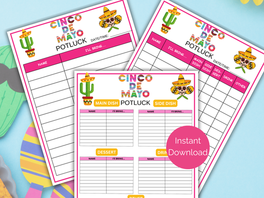 Cinco de Mayo Potluck Sign Up Sheet