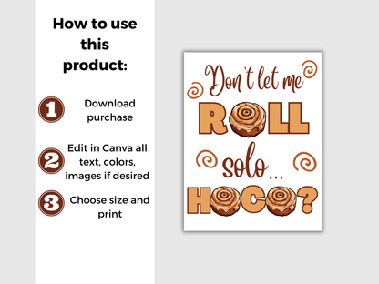 Printable Cinnamon Roll Homecoming Proposal Sign