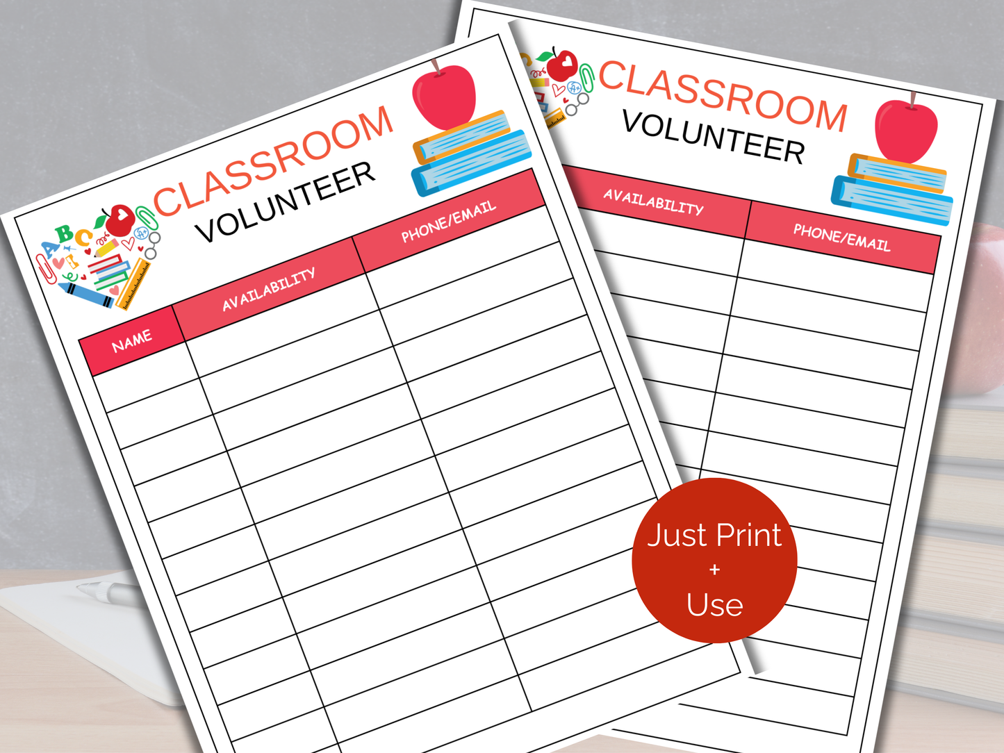 Classroom Volunteer Sign Up Sheet