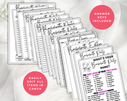 Clean Bachelorette Game Bundle Editable