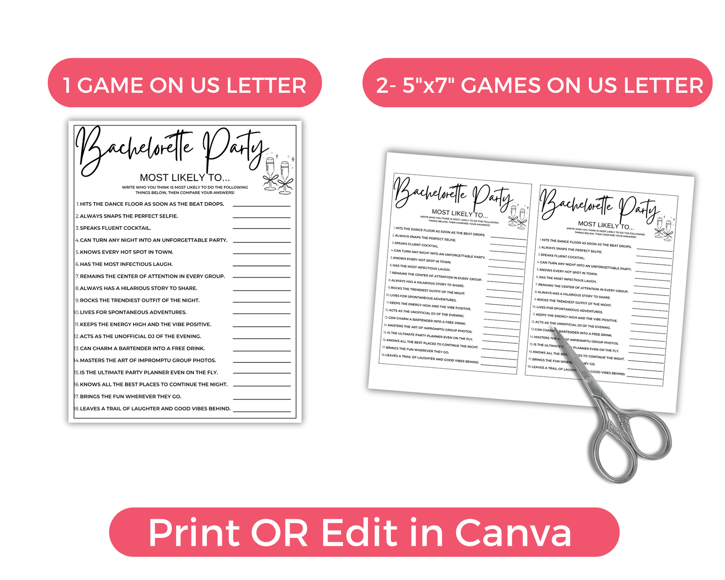Clean Bachelorette Game Bundle Editable
