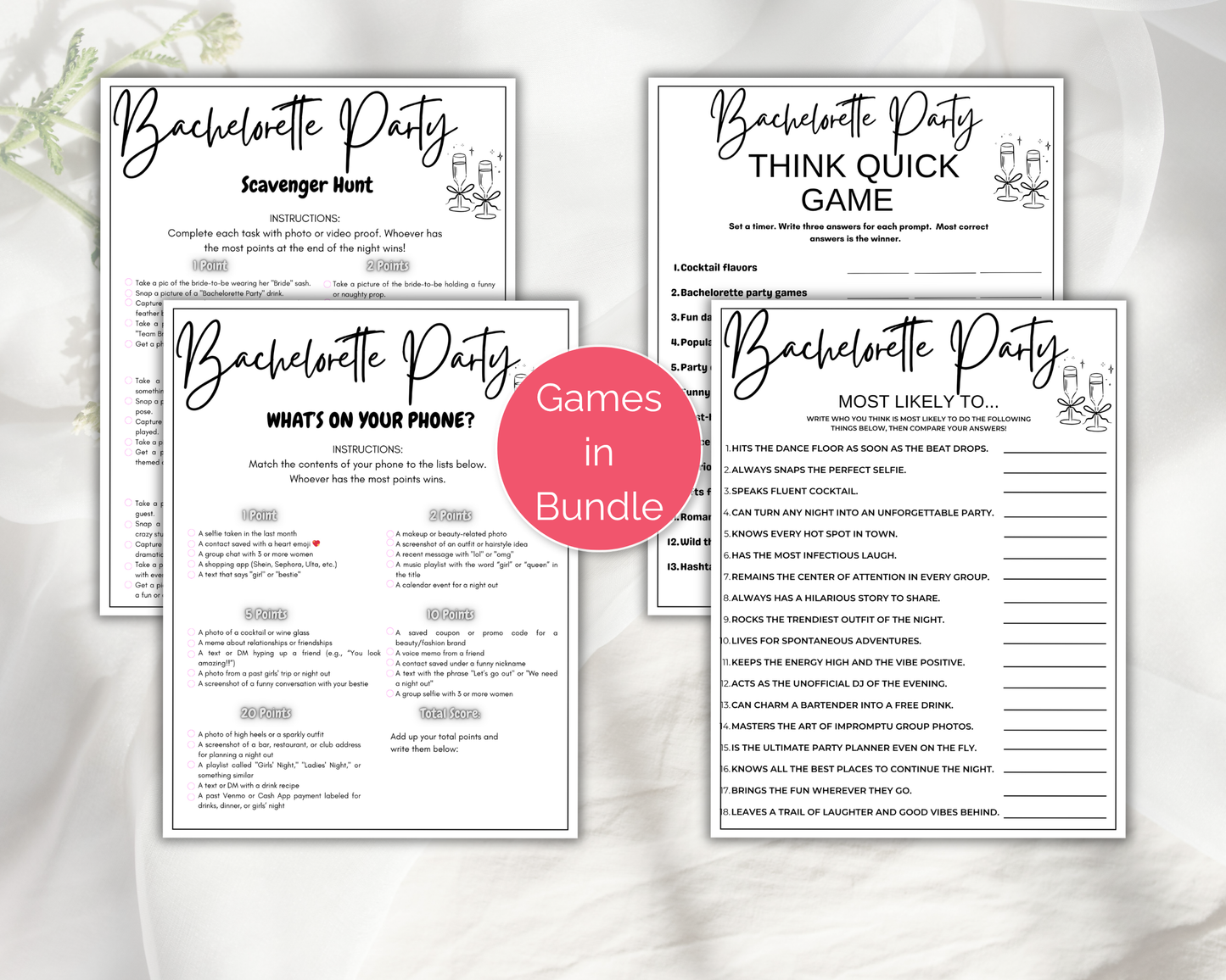 Clean Bachelorette Game Bundle Editable