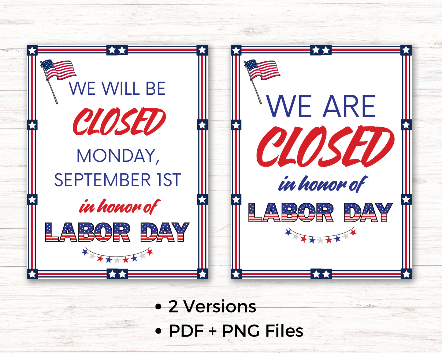 Closed for Labor Day Printable Sign