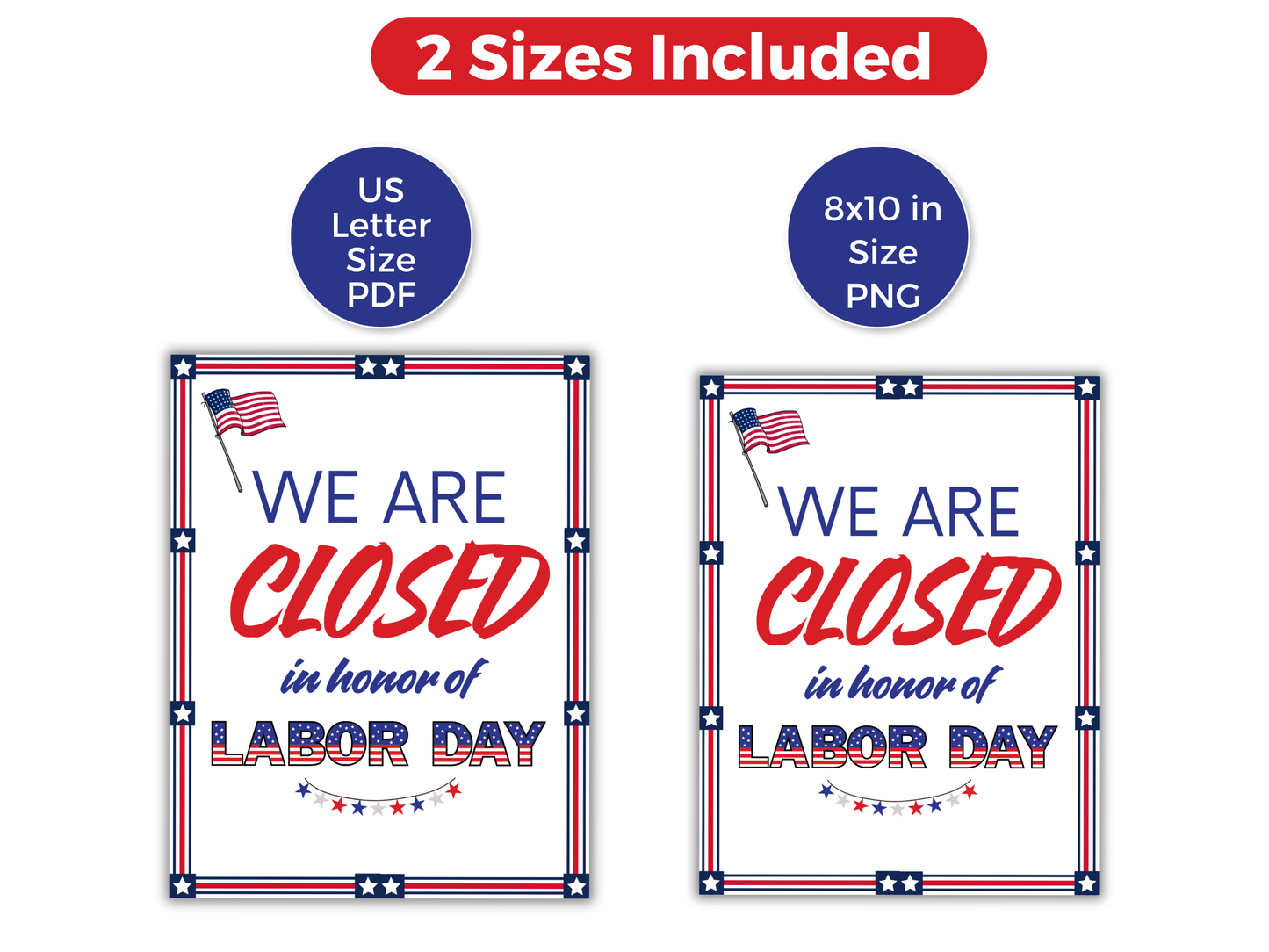 Closed for Labor Day Printable Sign