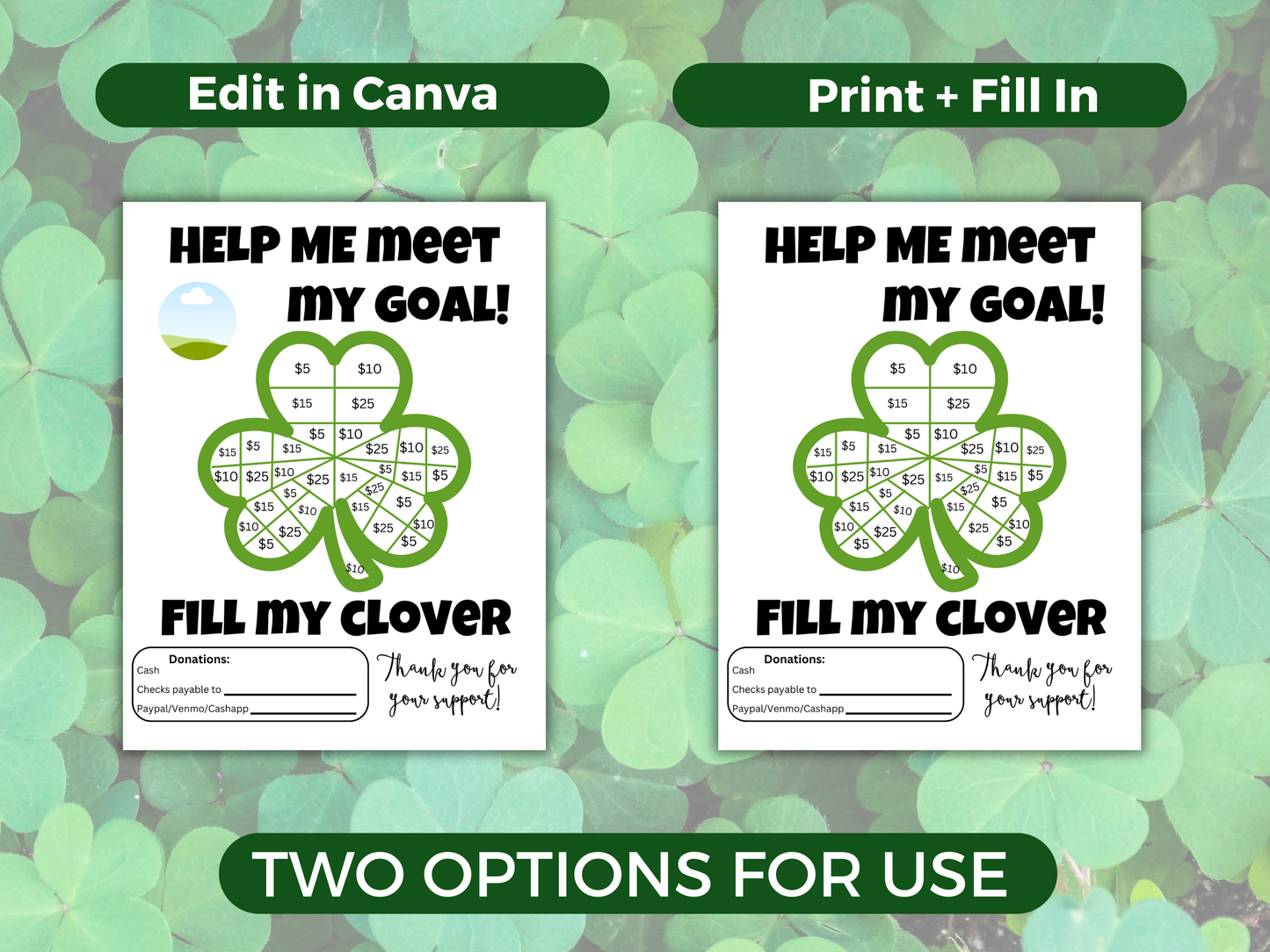 Editable Fill My Clover Fundraiser Template