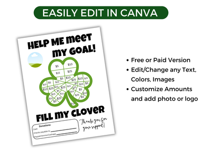 Editable Fill My Clover Fundraiser Template