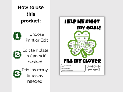 Editable Fill My Clover Fundraiser Template