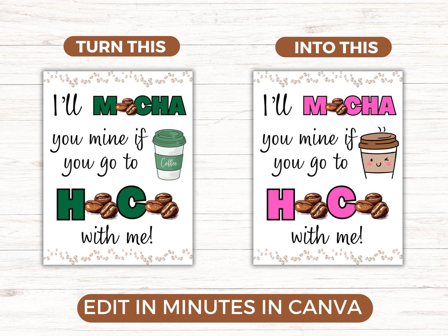 Editable Coffee Homecoming Proposal Sign