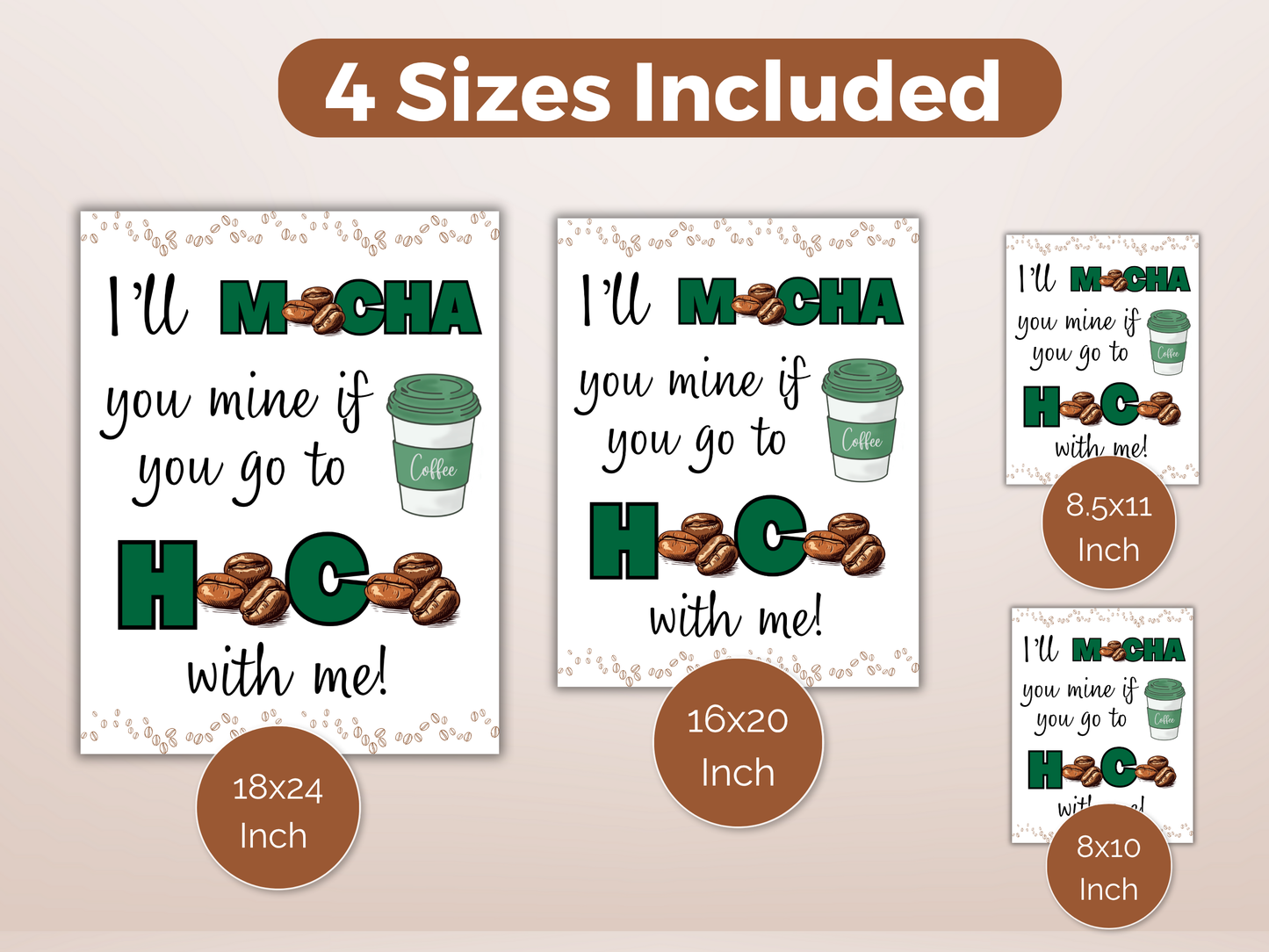 Editable Coffee Homecoming Proposal Sign