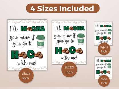 Editable Coffee Homecoming Proposal Sign