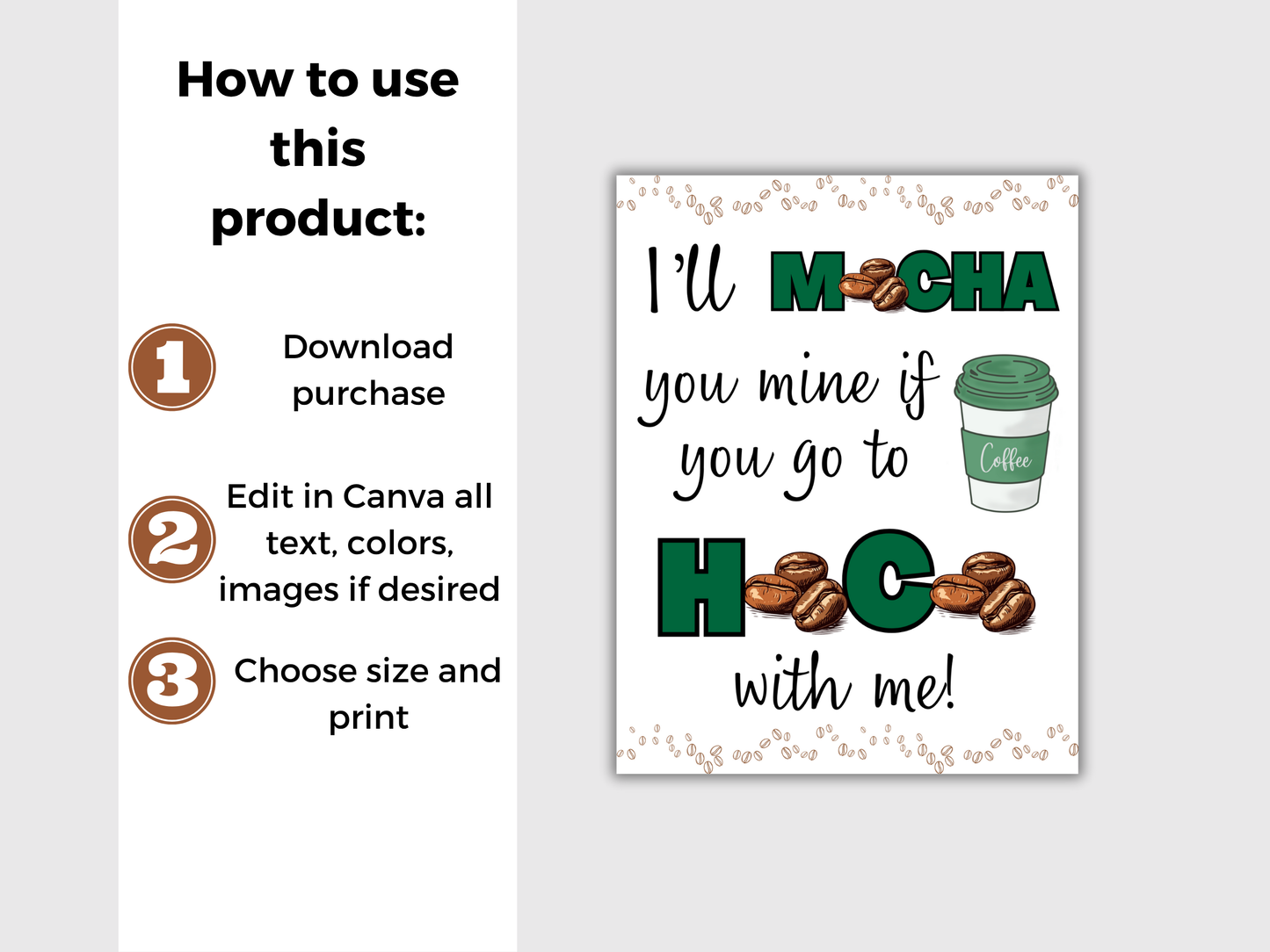 Editable Coffee Homecoming Proposal Sign
