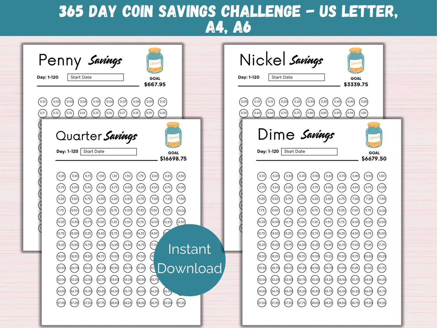 365 Day Coin Savings Challenge Bundle
