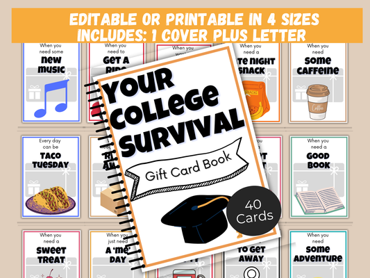 College Gift Card Book Editable or Printable