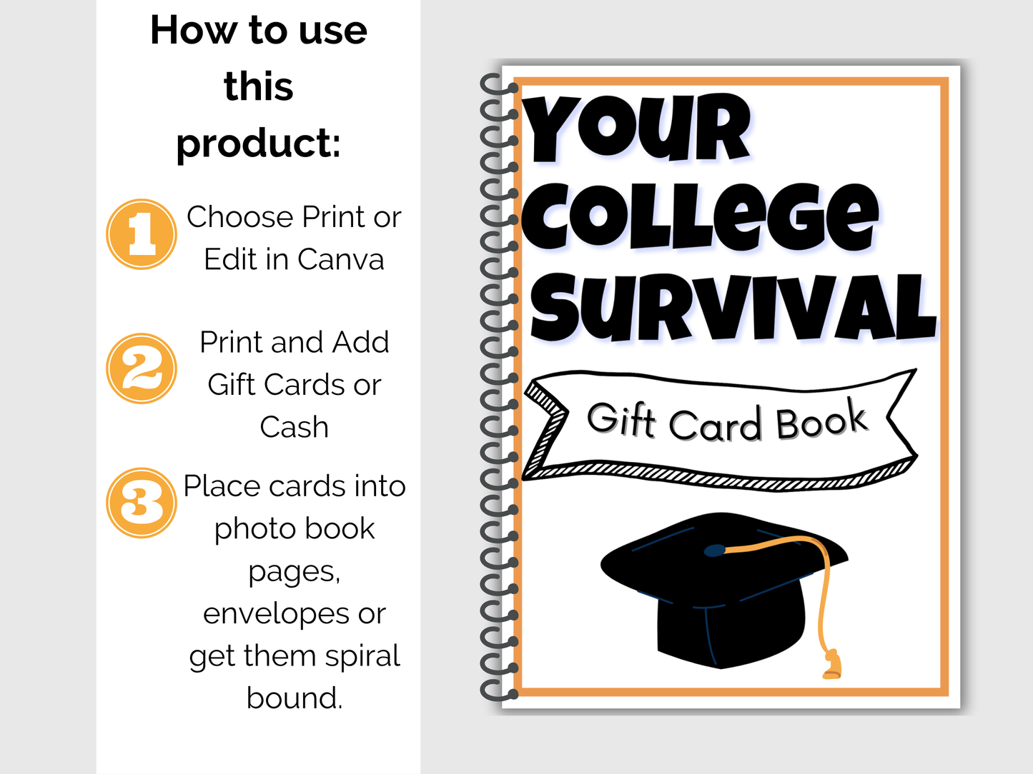 College Gift Card Book Editable or Printable