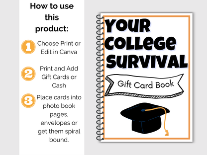 College Gift Card Book Editable or Printable