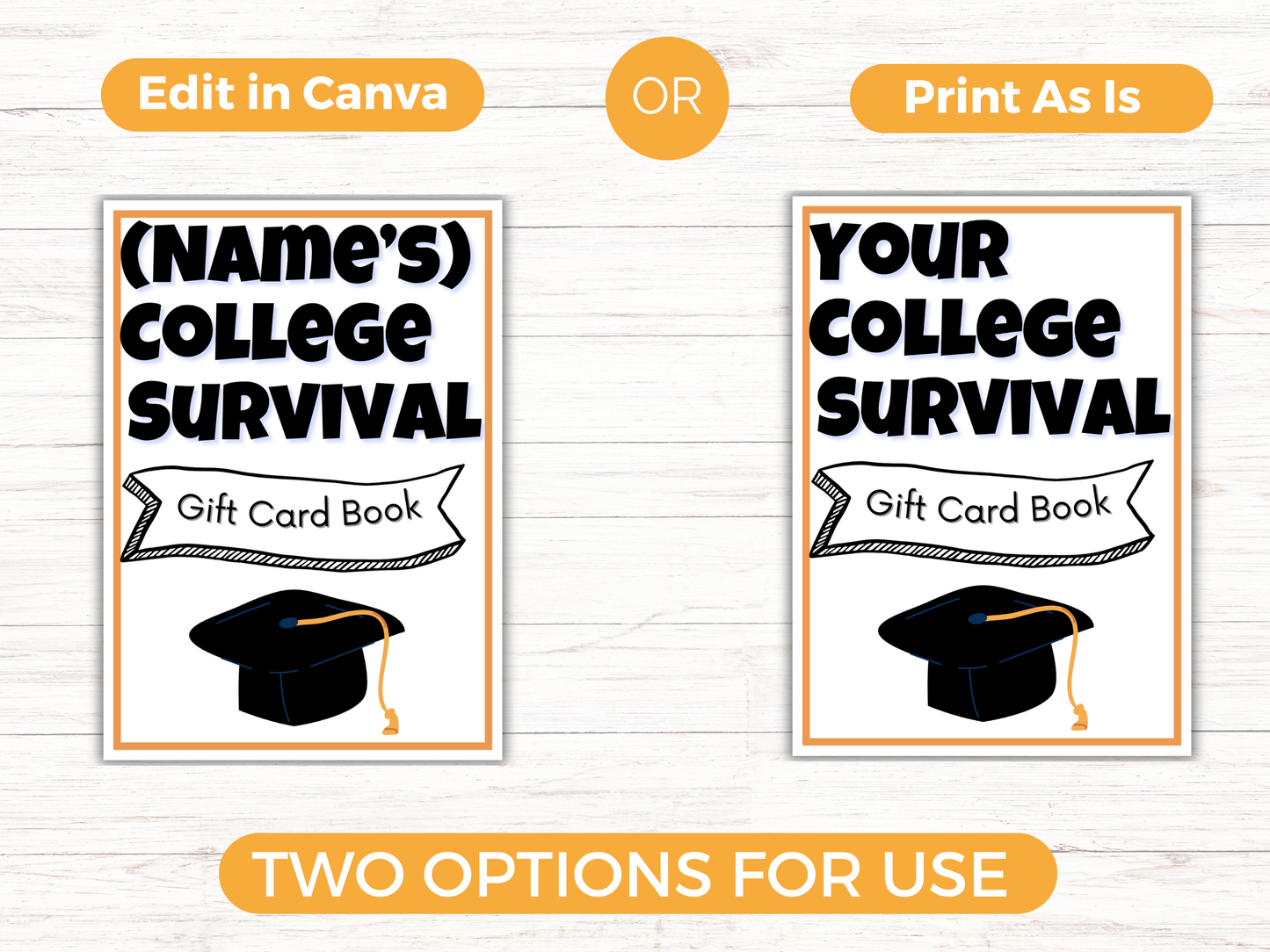 College Gift Card Book Editable or Printable