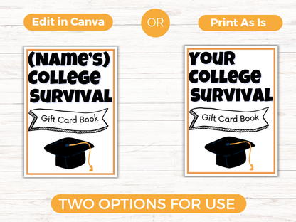 College Gift Card Book Editable or Printable