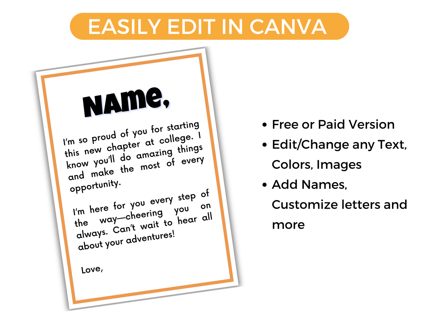 College Gift Card Book Editable or Printable