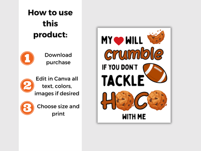 Editable Cookie + Football Homecoming Proposal Sign