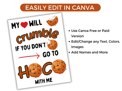 Editable Cookie Homecoming Proposal Sign