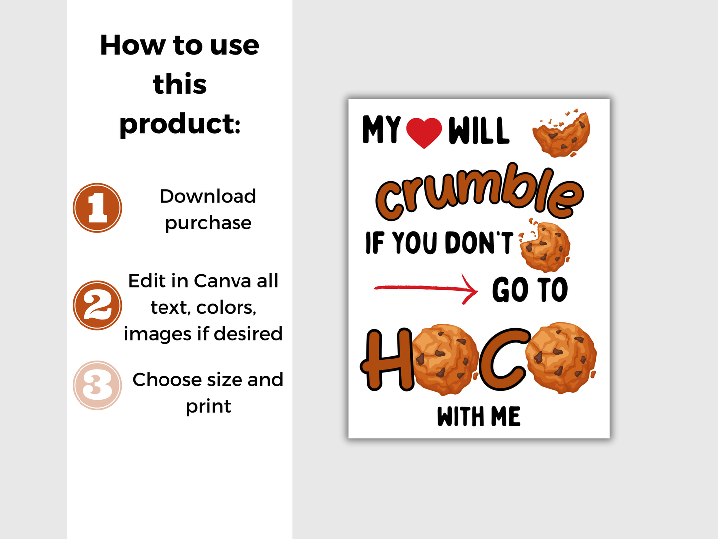 Editable Cookie Homecoming Proposal Sign