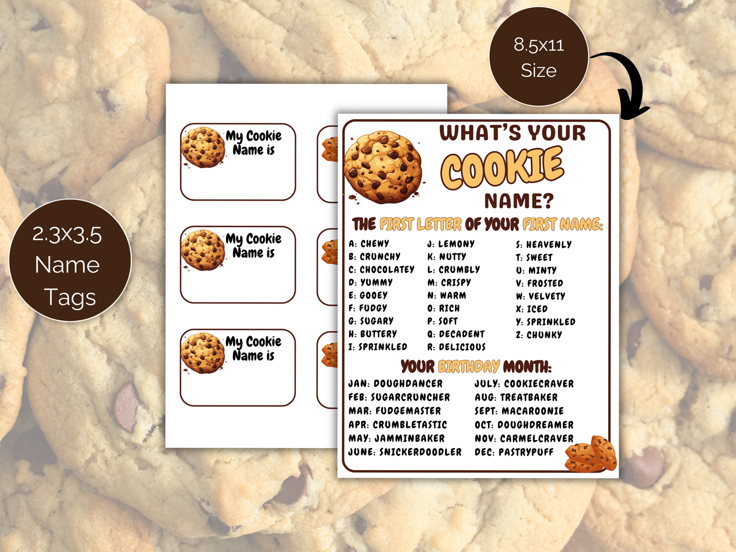What's Your Cookie Name Game + Name Tags