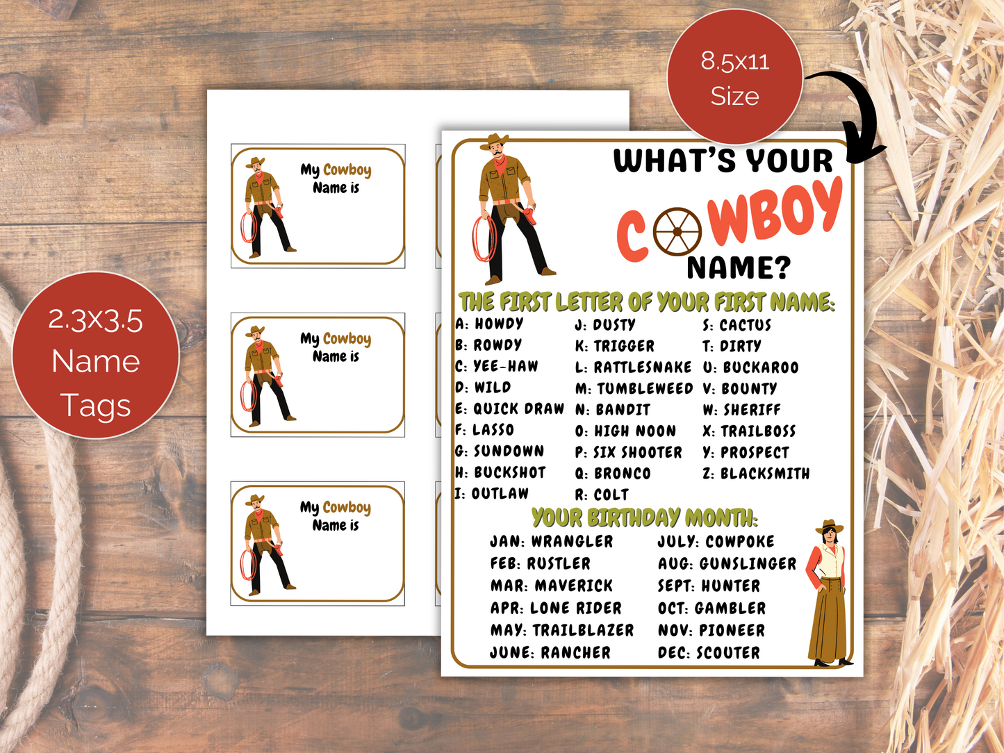 What's Your Cowboy Name Game + Name Tags