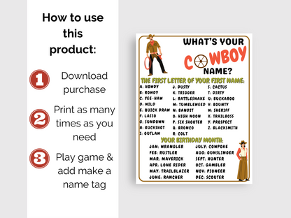 What's Your Cowboy Name Game + Name Tags