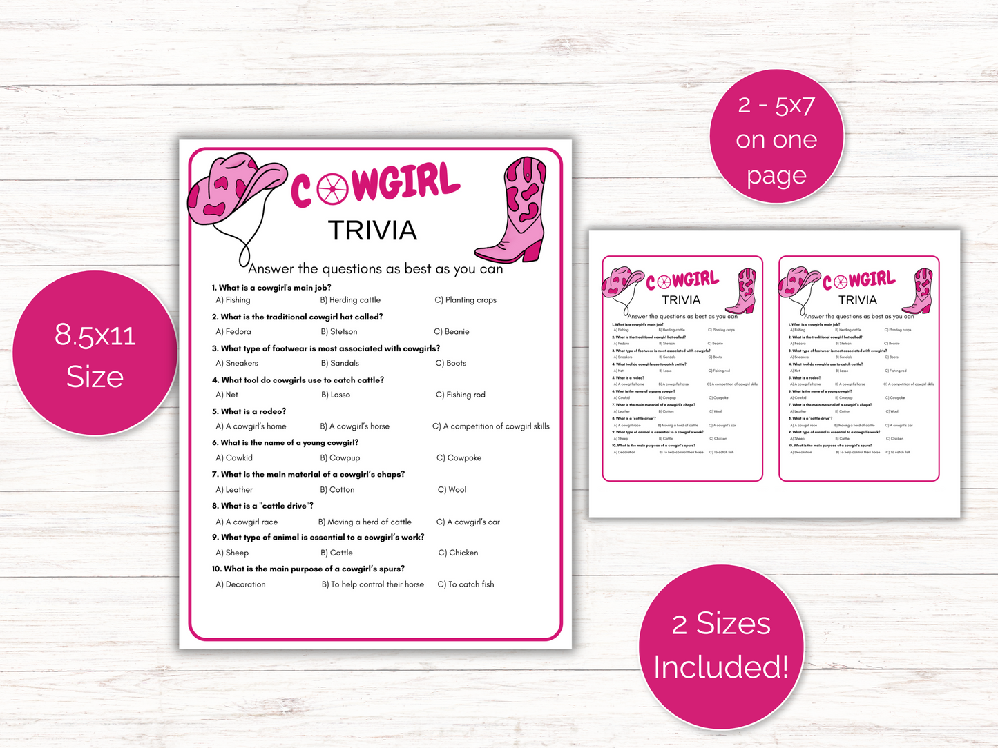 Cowgirl Trivia Game