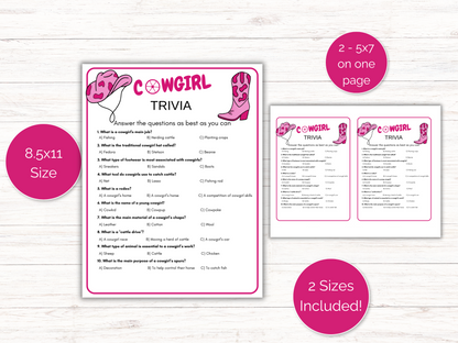 Cowgirl Trivia Game