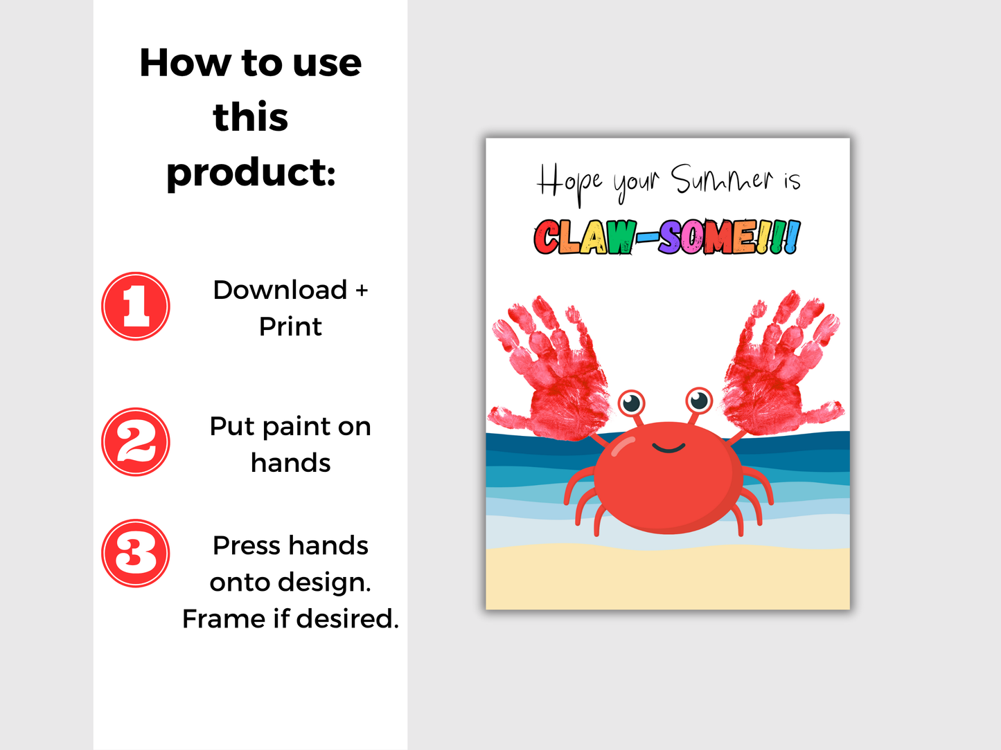 Summer Crab Handprint Art